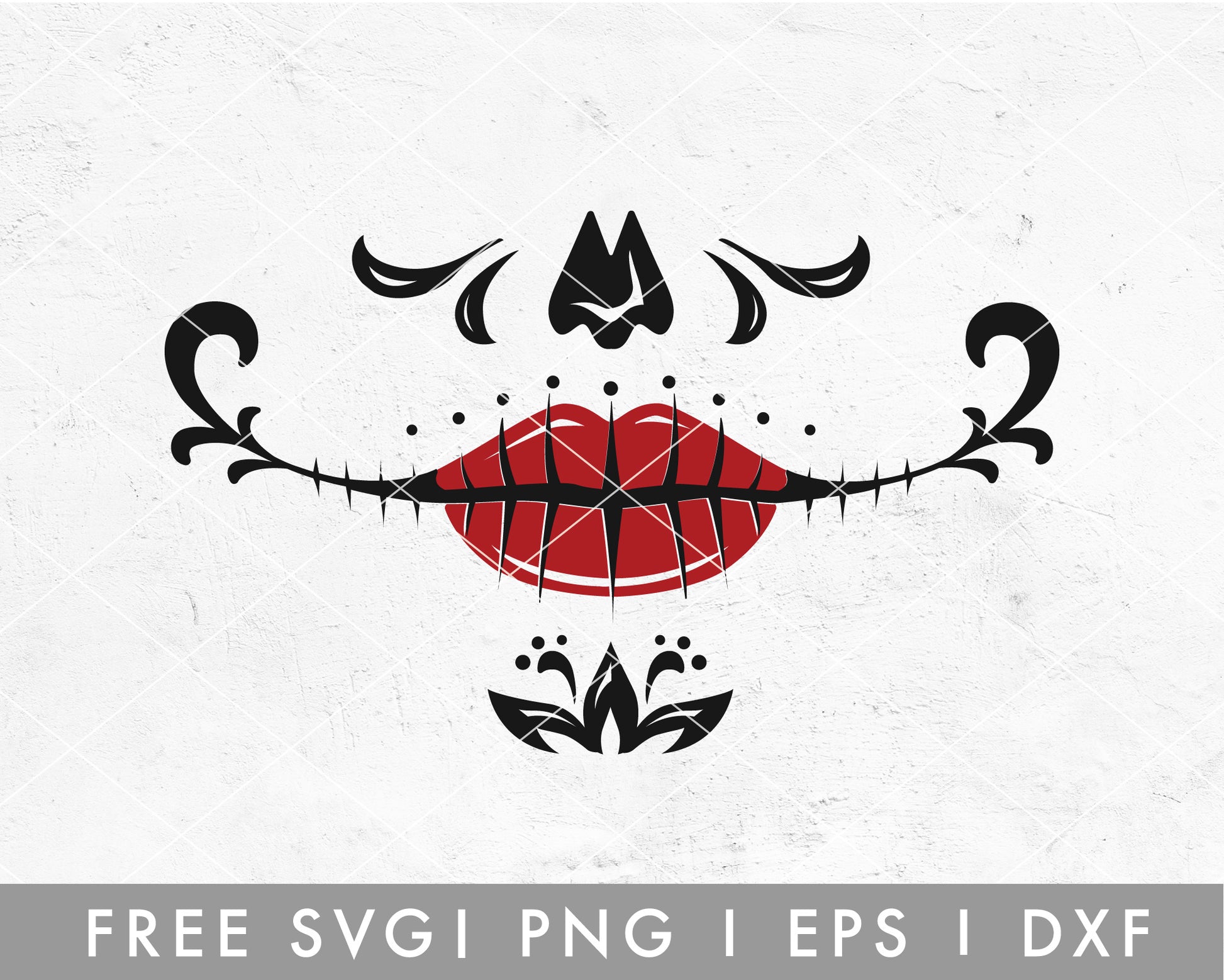 FREE Sugar Skull Mouth SVG Cut File for Cricut, Cameo Silhouette | Halloween Mask Making SVG Cut File