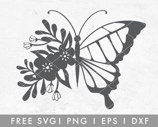 FREEButterfly SVG | Floral Butterfly SVG Cut File for Cricut, Cameo Silhouette | Free SVG Cut File