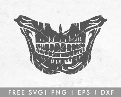 FREE Half Skull Mouth SVG Cut File for Cricut, Cameo Silhouette | For Mask Making With Cricut, Halloween SVG Cut File