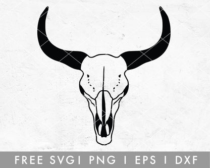 FREE Hand Drawn Cow Skull SVG Cut File for Cricut, Cameo Silhouette | Free SVG Cut File