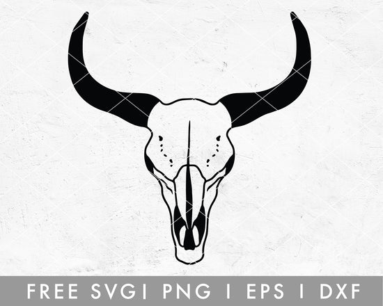 Free Hand Drawn Cow Skull SVG Cut File for Cricut, Cameo Silhouette ...