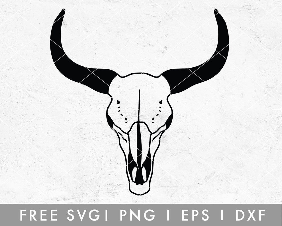 Free Hand Drawn Cow Skull SVG Cut File for Cricut, Cameo Silhouette ...