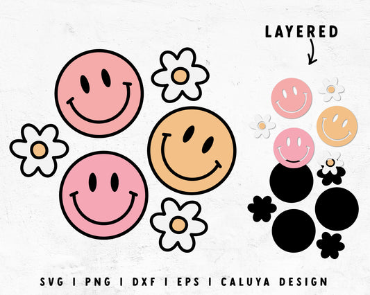 FREE 70s Groovy Smiley Face SVG | Retro Flower SVG Cut File for Cricut, Cameo Silhouette | Free SVG Cut File