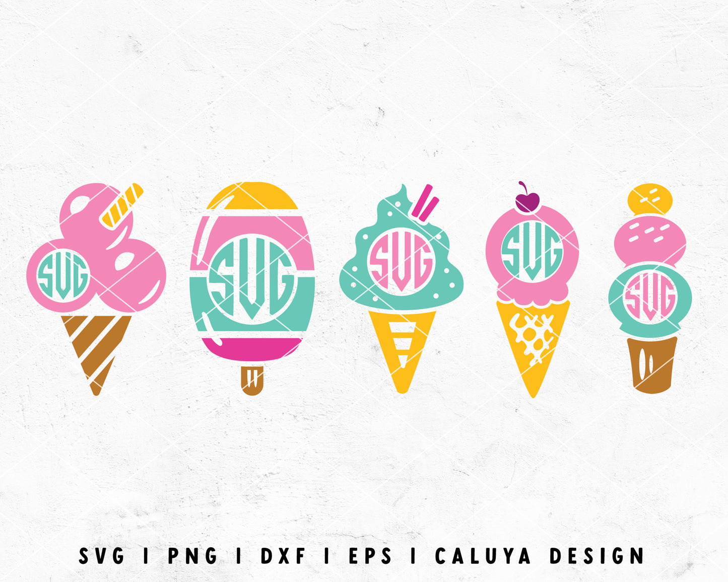 FREE Ice Cream SVG | Monogram SVG Cut File for Cricut, Cameo Silhouette | Free SVG Cut File