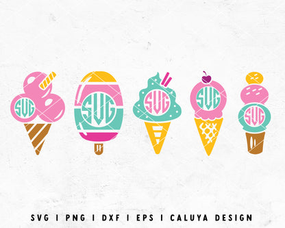 FREE Ice Cream SVG | Monogram SVG Cut File for Cricut, Cameo Silhouette | Free SVG Cut File