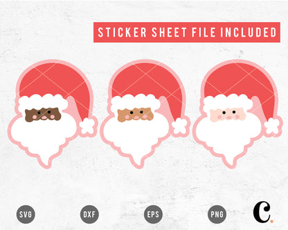 Multi-Racial Santa SVG & Sticker File Mini Bundle