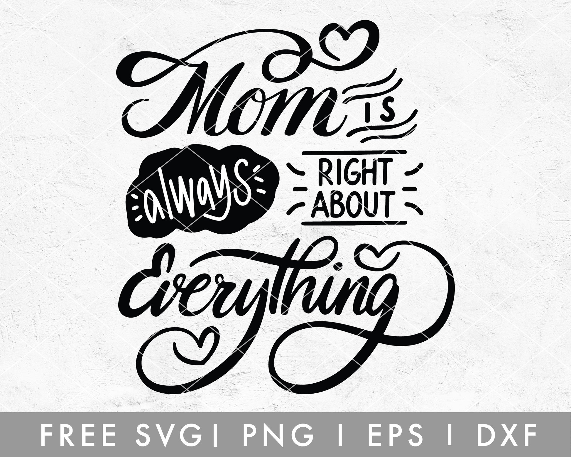 FREE Mom Is Right About Everything SVG Cut File for Cricut, Cameo Silhouette | Free SVG Cut File