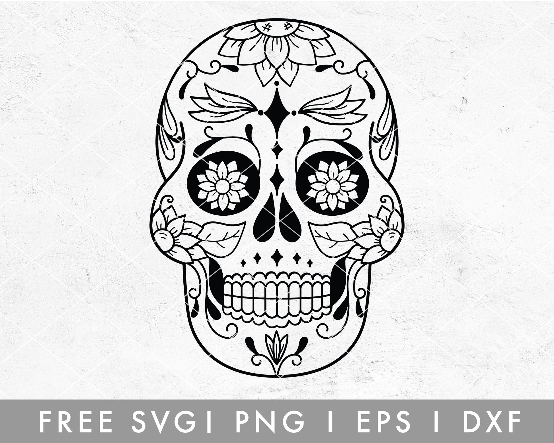 FREE Floral Sugar Skull SVG Cut File for Cricut, Cameo Silhouette | Halloween SVG, Cinco De Mayo SVG