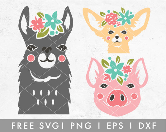 FREE Floral Headset Animals SVG Cut File for Cricut, Cameo Silhouette | Free SVG, PNG, Vector