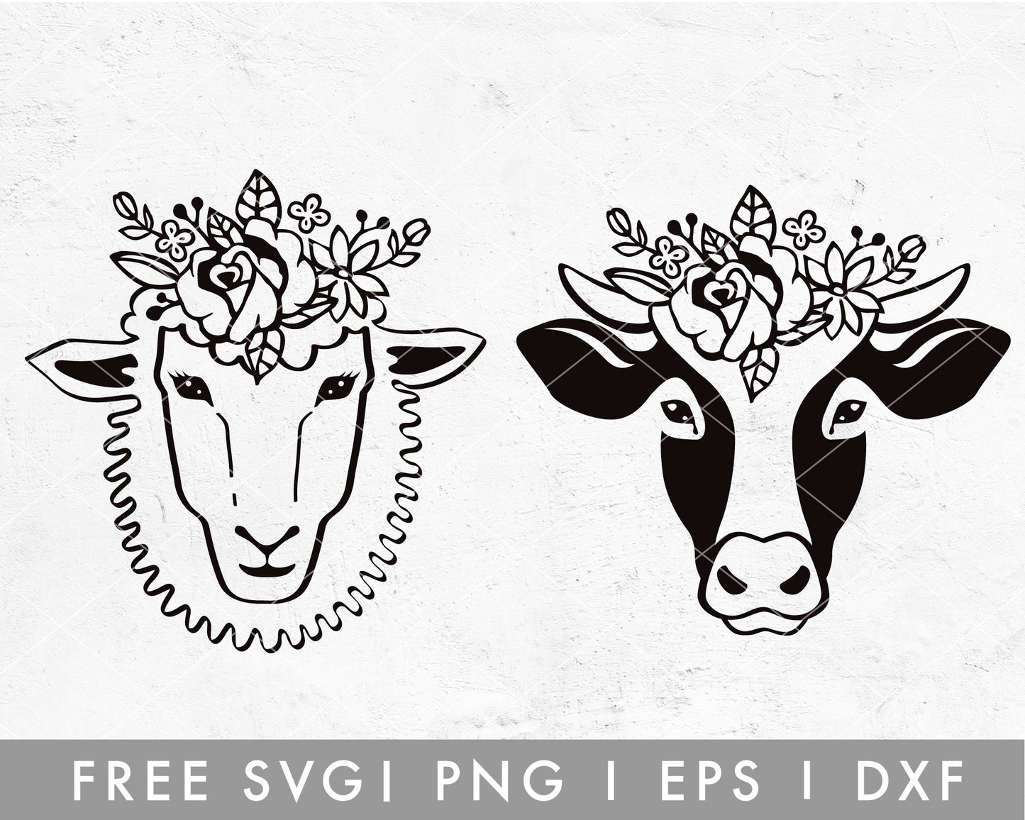 FREE Floral Farm Animals SVG Cut File for Cricut, Cameo Silhouette | Free SVG, PNG, Vector