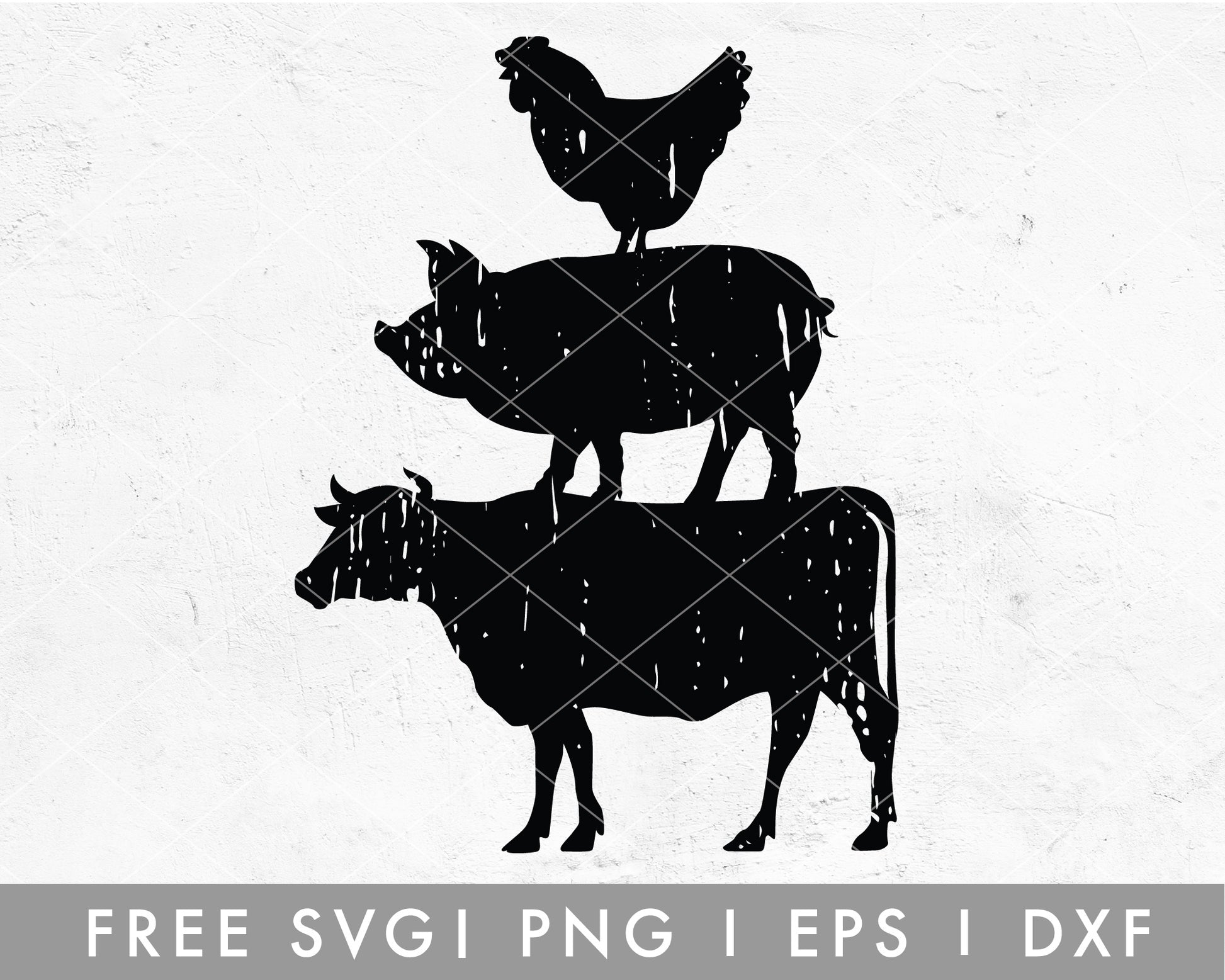 FREE Distressed Farm Animals SVG Cut File for Cricut, Cameo Silhouette | Free SVG, PNG, Vector