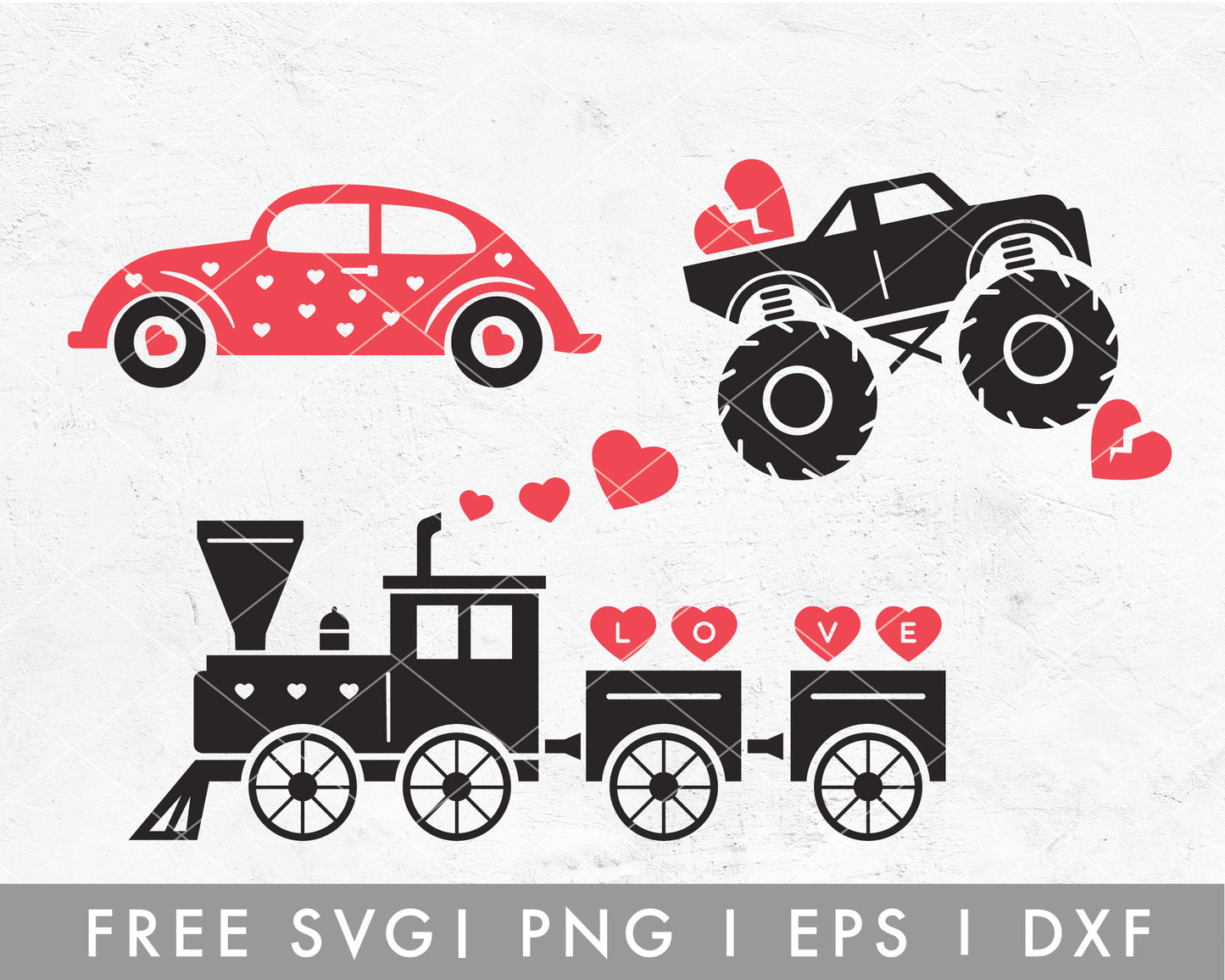 Valentine Vehicles SVG Cut File for Cricut, Cameo Silhouette | Free SVG Valentine's Day