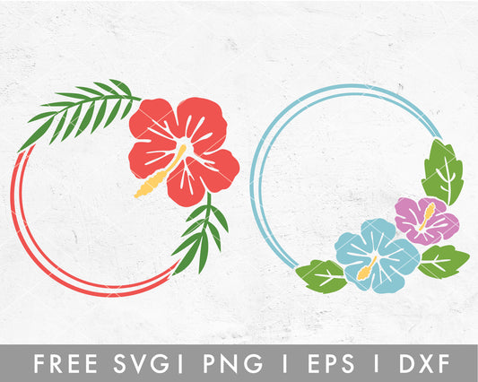 FREE Hibiscus Monogram SVG Cut File for Cricut, Cameo Silhouette | Free SVG, PNG, Vector