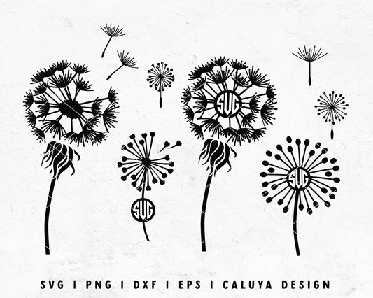 FREE Dandelion SVG | Monogram SVG Cut File for Cricut, Cameo Silhouette | Free SVG Cut File