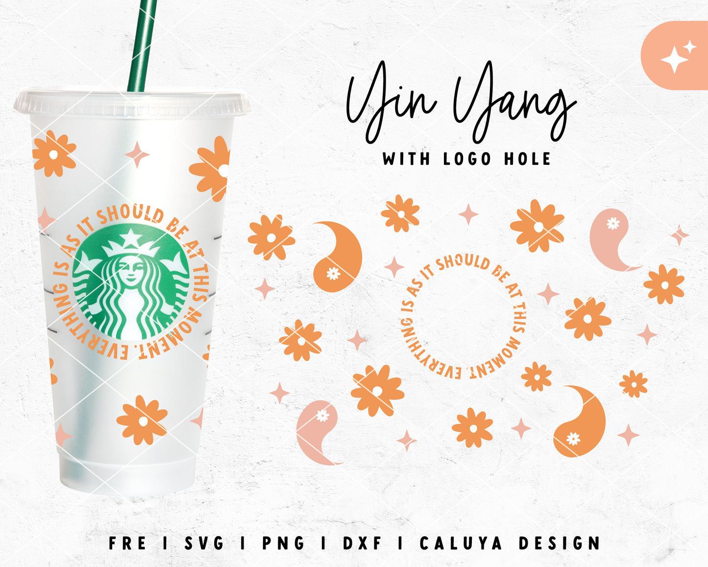 [ Premium ] Yin Yang Starbucks Wrap SVG With Hole for Logo