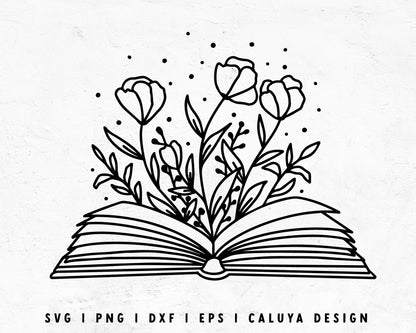 FREE Floral Book SVG | Spring Flower SVG | Reader SVG Cut File for Cricut, Cameo Silhouette | Free SVG Cut File