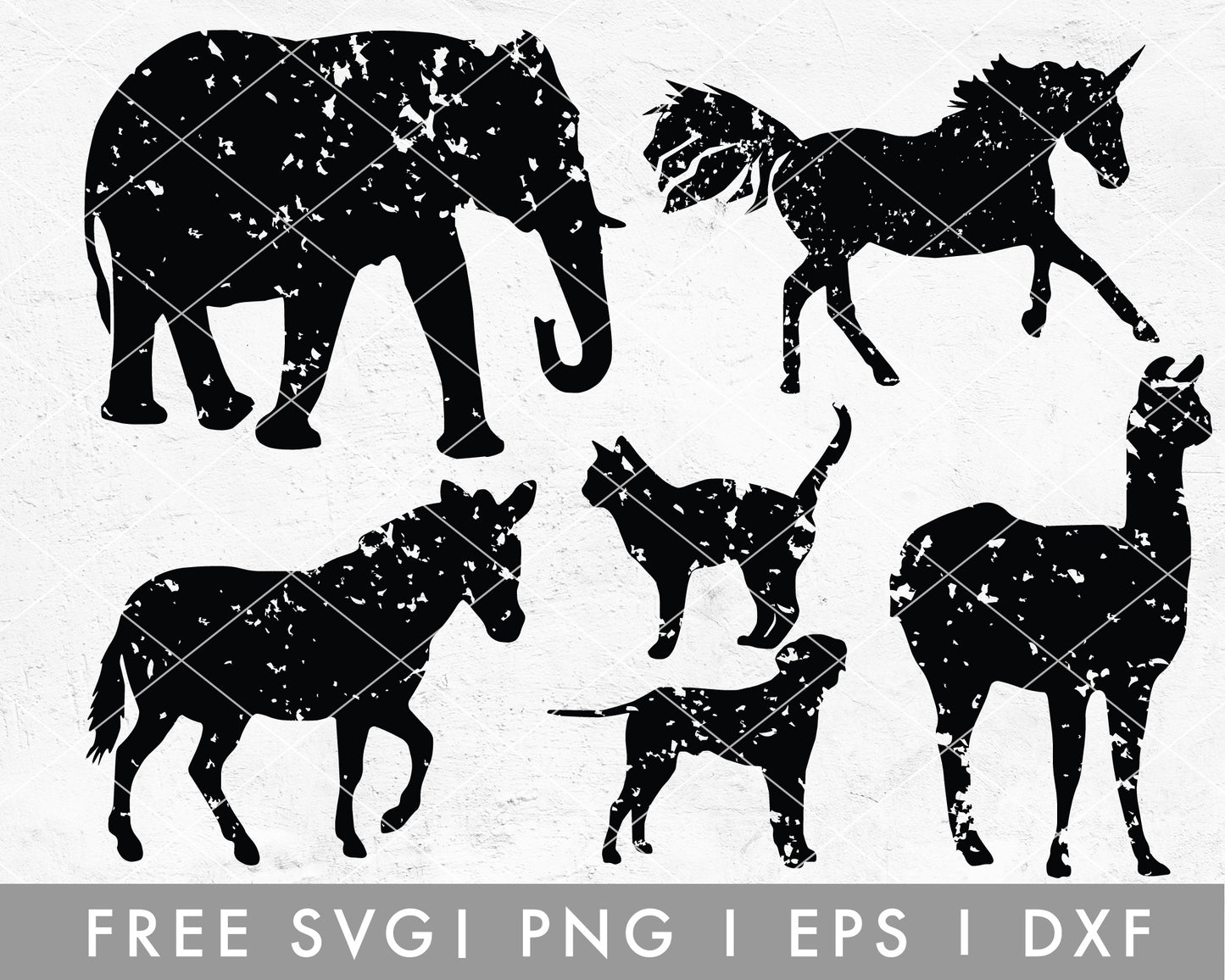 FREE FREE Animal Silhouette SVG | Distressed Animal Silhouette SVG Cut File for Cricut, Cameo Silhouette | Free SVG Cut File