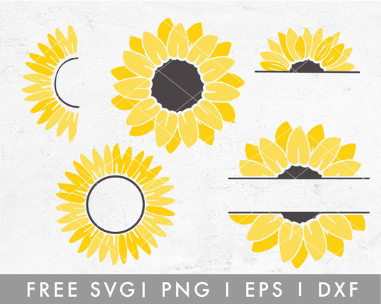 FREE Sunflower Monogram SVG Cut File for Cricut, Cameo Silhouette | Free SVG, PNG, Vector
