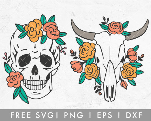 FREE Spring Sugarskull SVG Cut File for Cricut, Cameo Silhouette | Free SVG, PNG, Vector