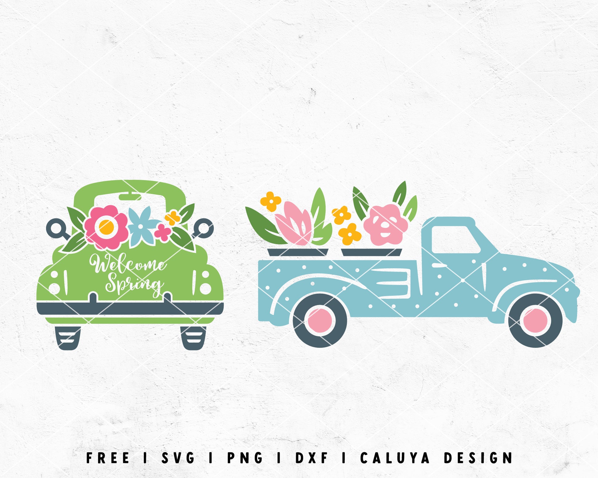 FREE Vintage Truck SVG | Spring Floral SVG Cut File for Cricut, Cameo Silhouette | Free SVG Cut File