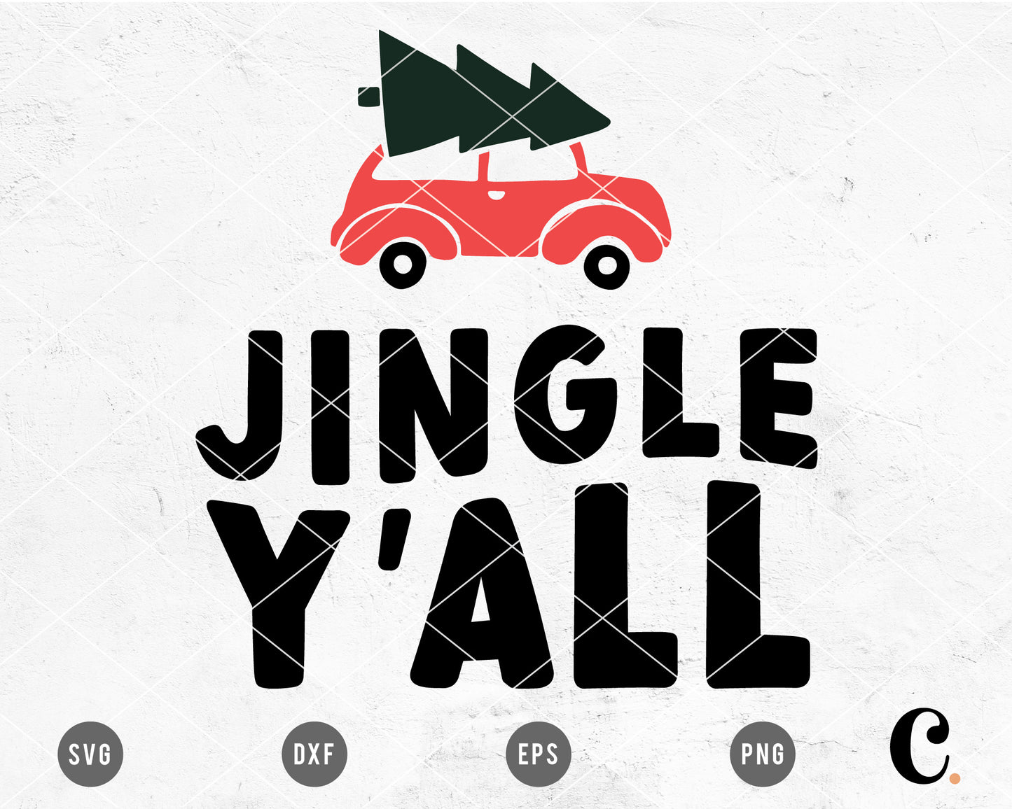 Jingle Y'all SVG Cut File for Cricut, Cameo Silhouette | Christmas SVG Cut File, Holiday SVG Cut File for Kids