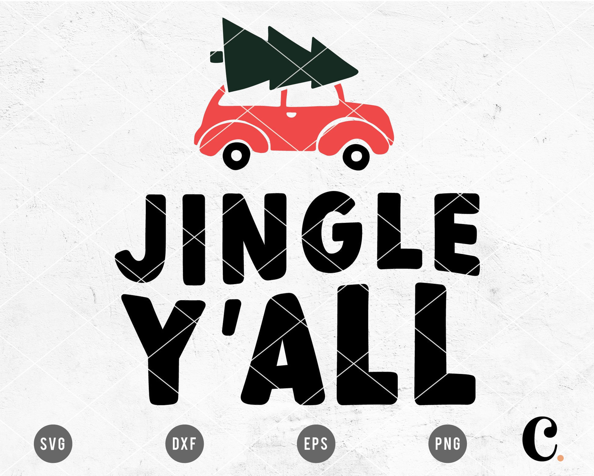 Jingle Y'all SVG Cut File for Cricut, Cameo Silhouette | Christmas SVG Cut File, Holiday SVG Cut File for Kids