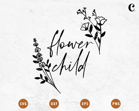 Wildflower SVG | Flower Child SVG Cut File for Cricut, Cameo Silhouette