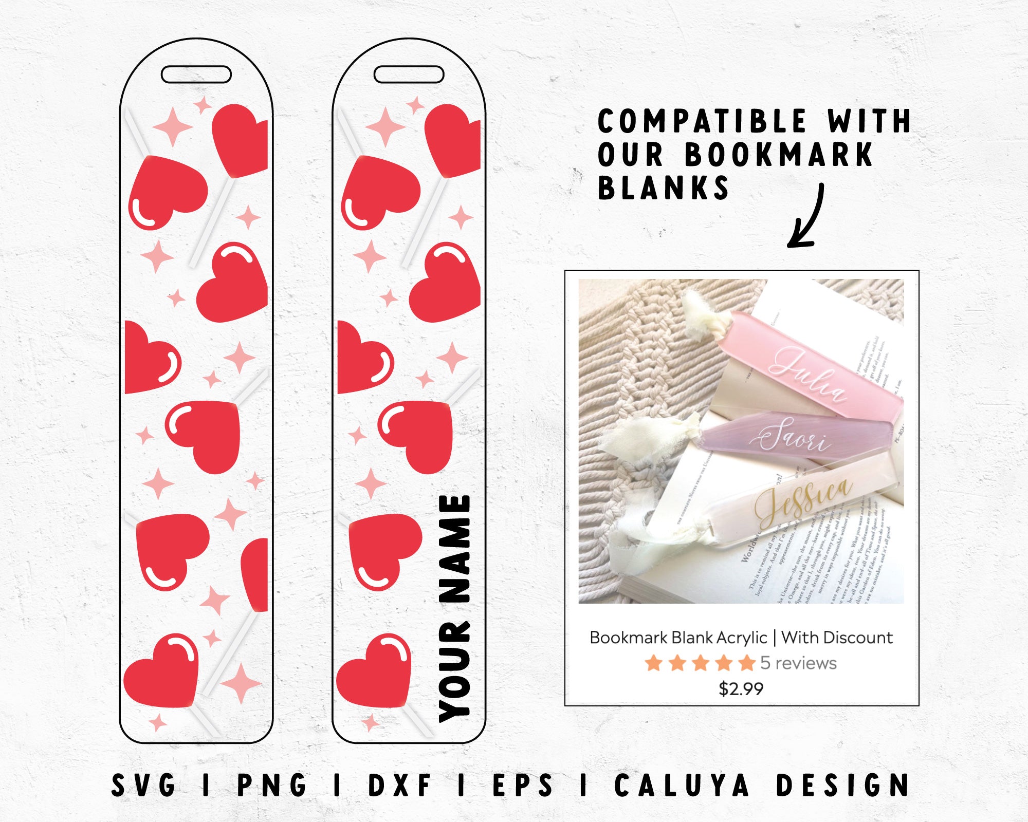 FREE Heart Candy SVG | Bookmark Template SVG Cut File for Cricut, Cameo ...