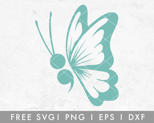 FREE Butterfly SVG | Semi Colon Butterfly SVG Cut File for Cricut, Cameo Silhouette | Free SVG Cut File