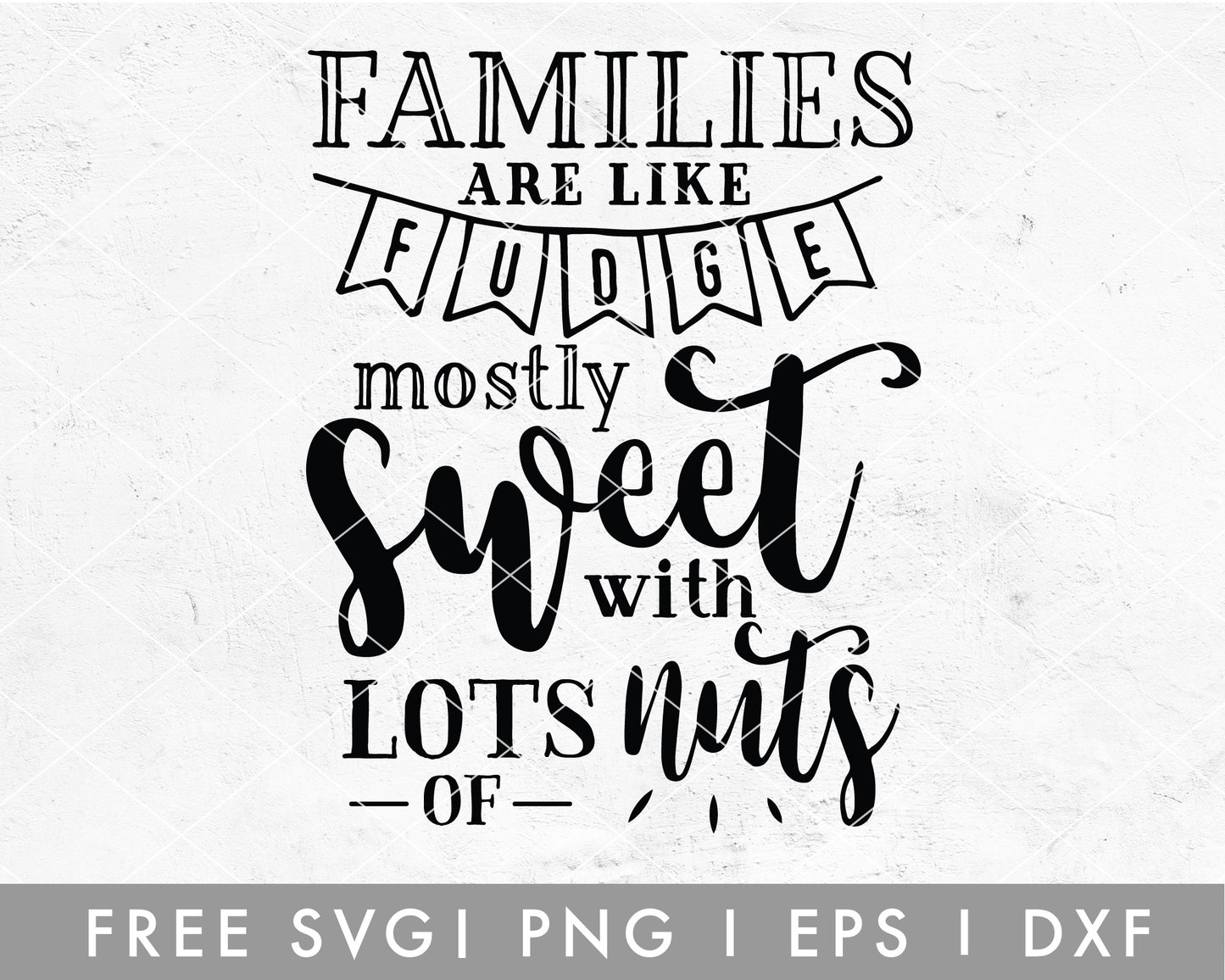 FREE Families Are Like Fudge SVG Cut File for Cricut, Cameo Silhouette | Funny Family Quote SVG Cut File 