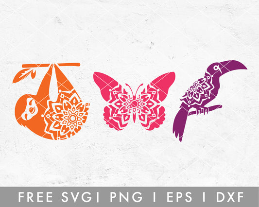 FREE Mandala Sloth SVG | Mandala Butterfly SVG Cut File for Cricut, Cameo Silhouette | Free SVG Cut File