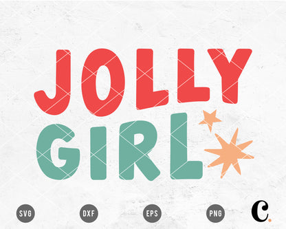 Jolly Girl SVG Cut File for Cricut, Cameo Silhouette | Christmas SVG Cut File, Holiday SVG Cut File for Kids