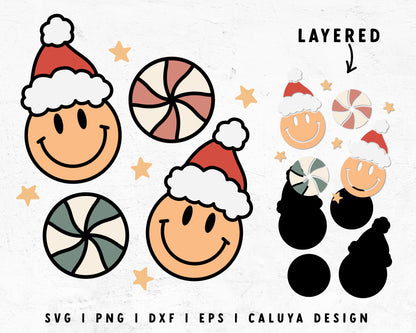 FREE Groovy Christmas SVG | Smiley Face Santa SVG Cut File for Cricut, Cameo Silhouette | Free SVG Cut File