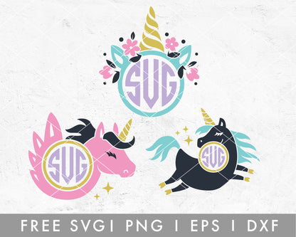 FREE FREE Unicorn SVG | Circle Monogram SVG Cut File for Cricut, Cameo Silhouette | Free SVG Cut File