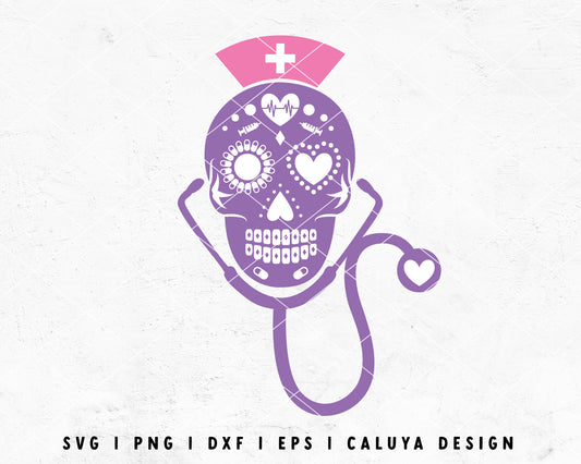 FREE Sugar Skull SVG | Nurse SVG Cut File for Cricut, Cameo Silhouette | Free SVG Cut File