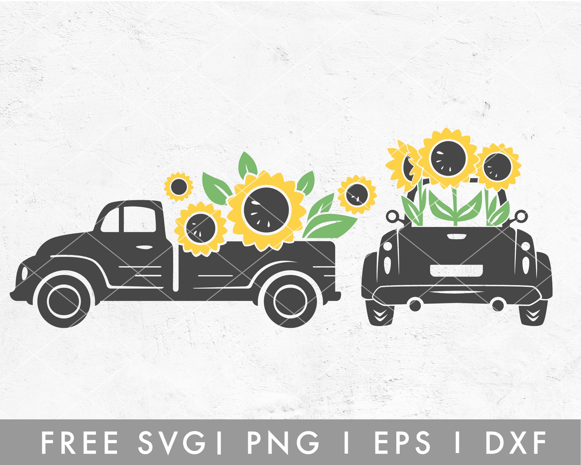 FREE Sunflower Truck SVG Cut File for Cricut, Cameo Silhouette | Free SVG, PNG, Vector