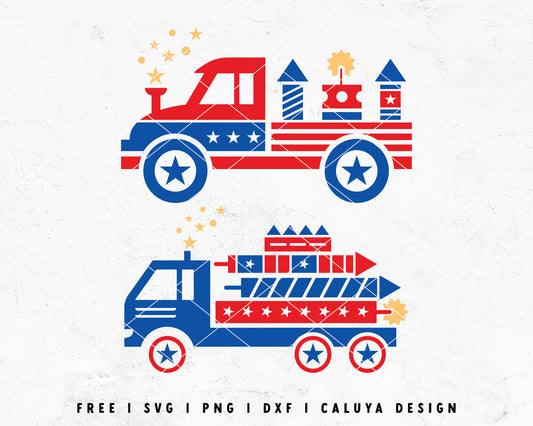 FREE July 4th SVG | Truck SVG | Firework SVG  Cut File for Cricut, Cameo Silhouette | Free SVG Cut File