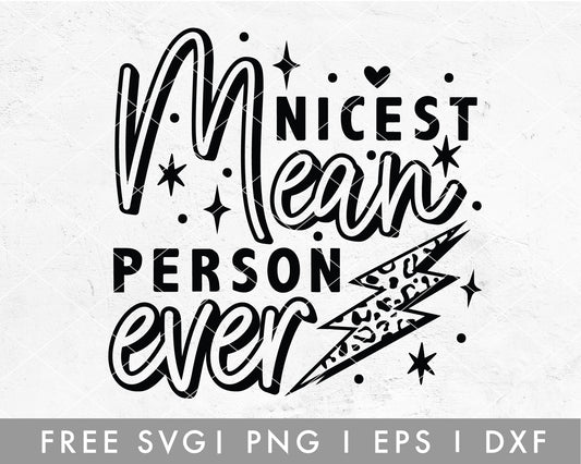 FREE Nicest Mean Person Ever SVG File for Cricut, Cameo Silhouette | Free SVG Cut File