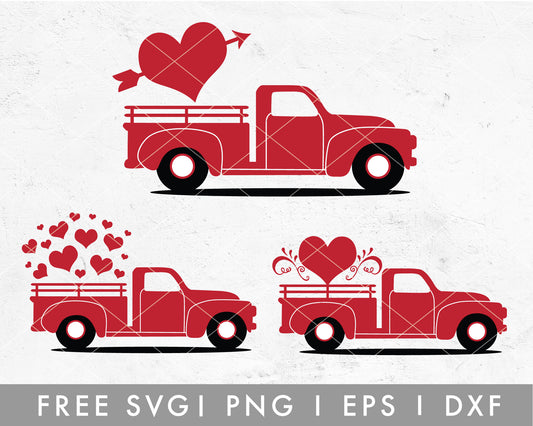 Valentine Truck SVG Cut File for Cricut, Cameo Silhouette | Free SVG Valentine's Day