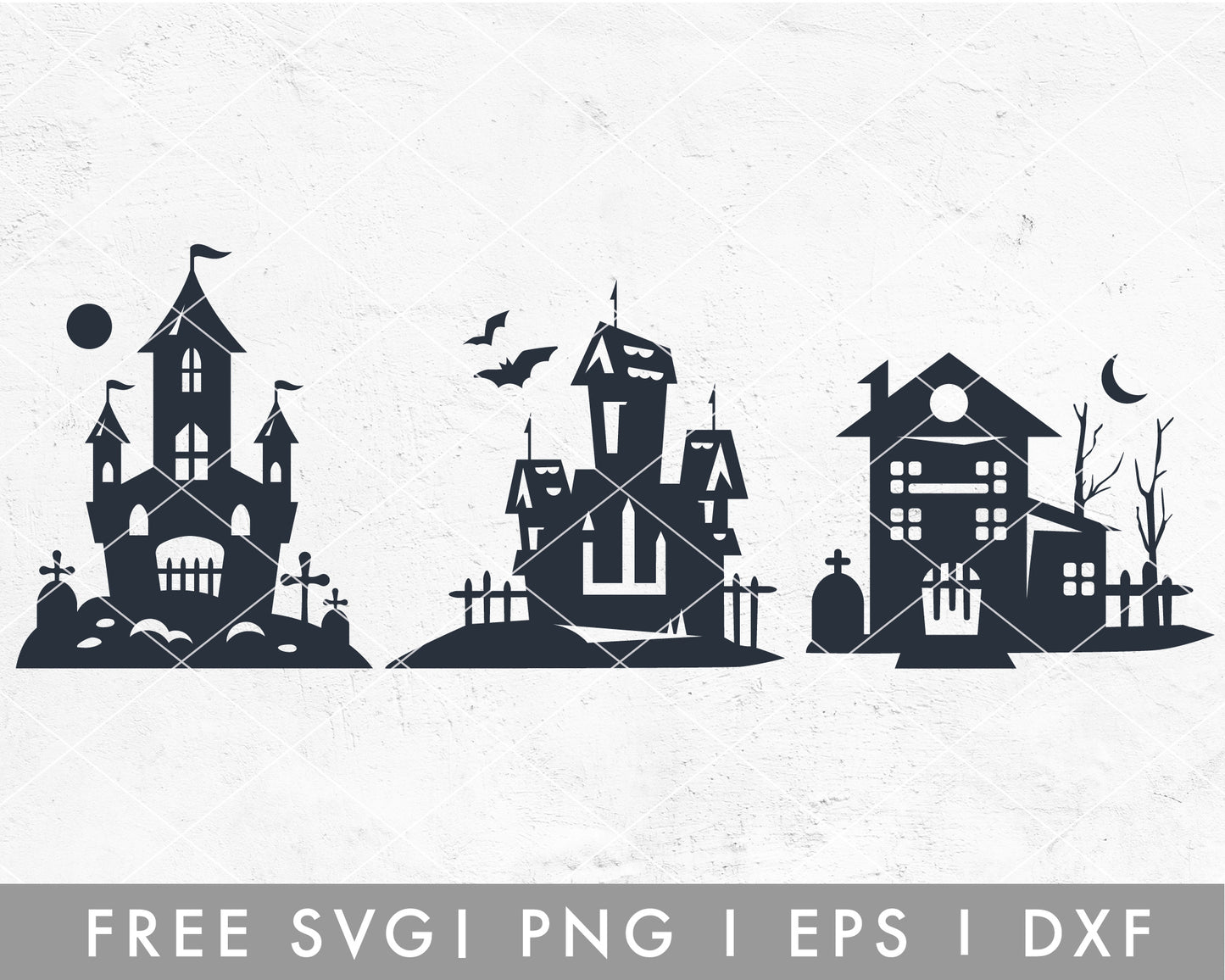 FREE Haunted House Set SVG Cut File for Cricut, Cameo Silhouette | Halloween SVG Cut File