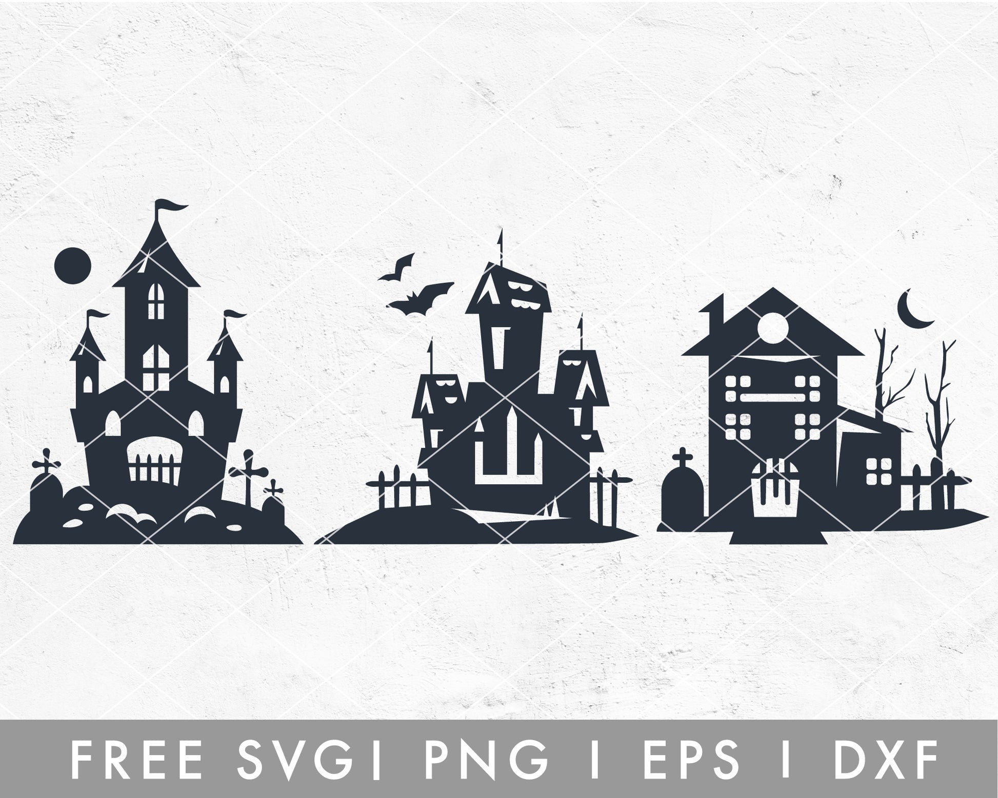 FREE Haunted House Set SVG Cut File for Cricut, Cameo Silhouette | Halloween SVG Cut File