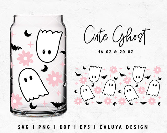 [ Premium ] Ghost Libbey Can Wrap SVG | Halloween Glass Can SVG