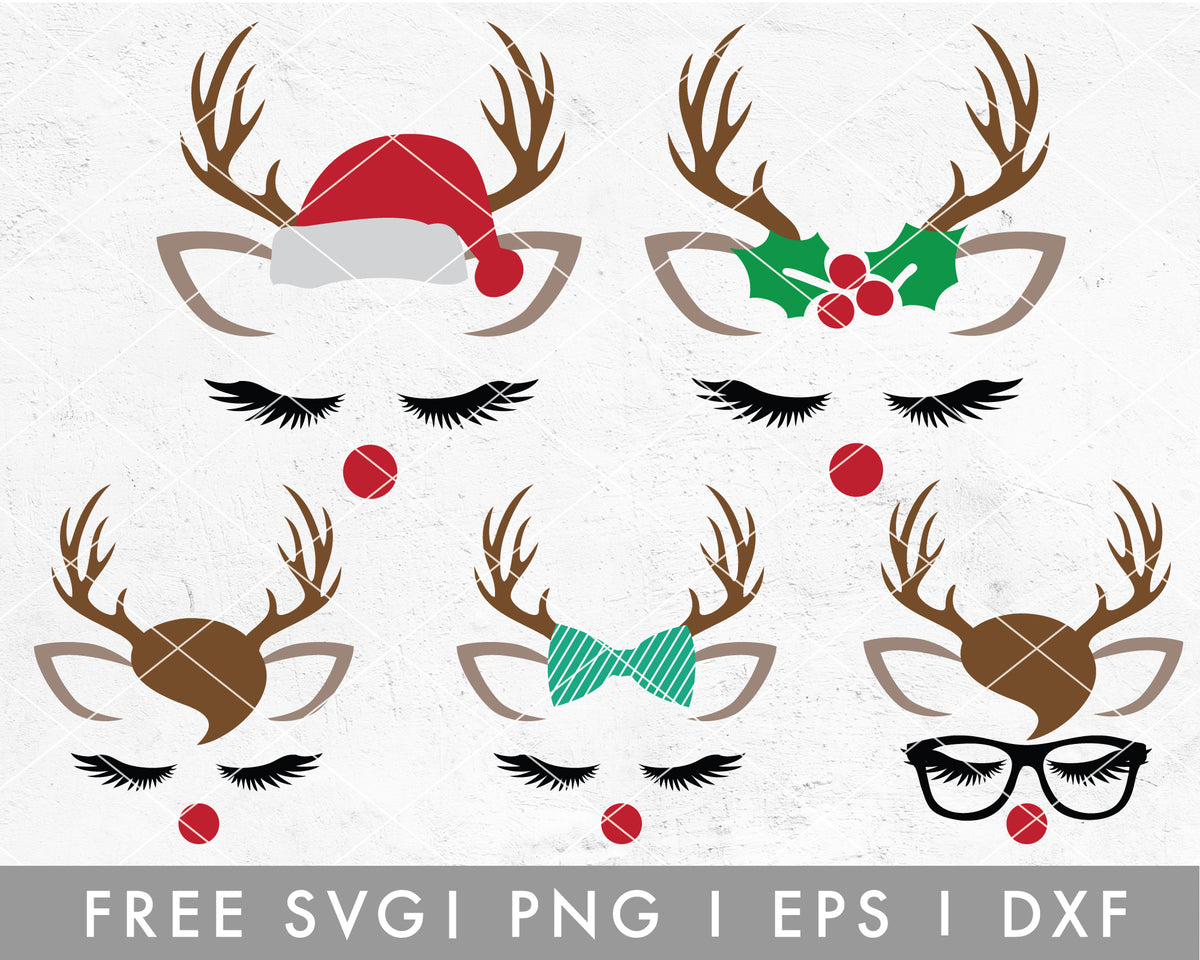 FREE Christmas Reindeer Face SVG For Cricut, Cameo Silhouette – Caluya ...
