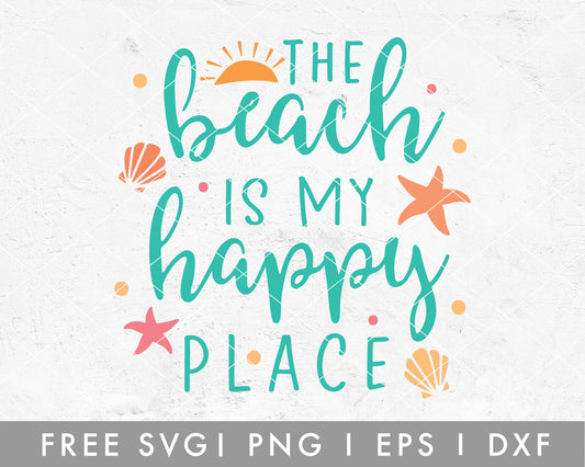 FREE Beach SVG | Beach Is My Happy Place SVG Cut File for Cricut, Cameo Silhouette | Free SVG Cut File