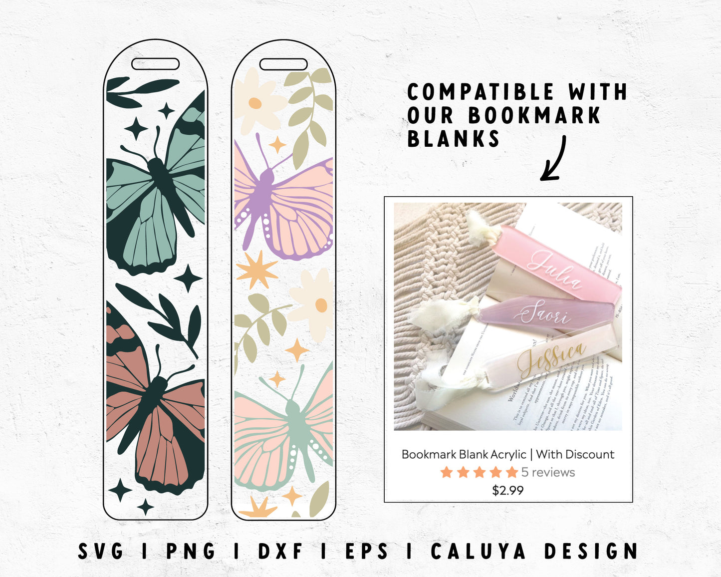 Mystic Butterfly SVG | Bookmark Template SVG