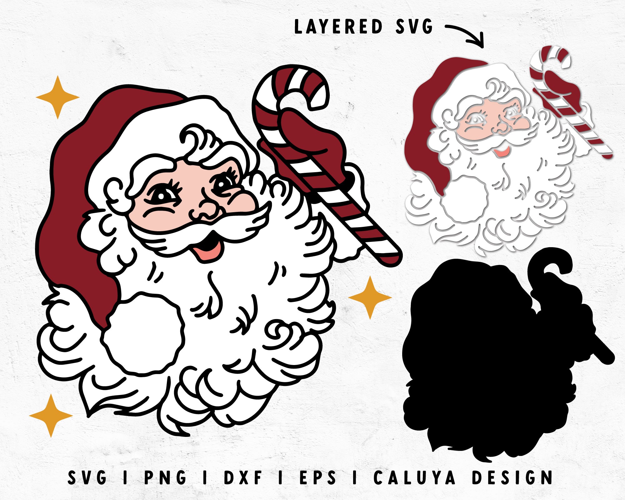 FREE Vintage Santa Claus SVG | Candy Cane SVG Cut File for Cricut ...