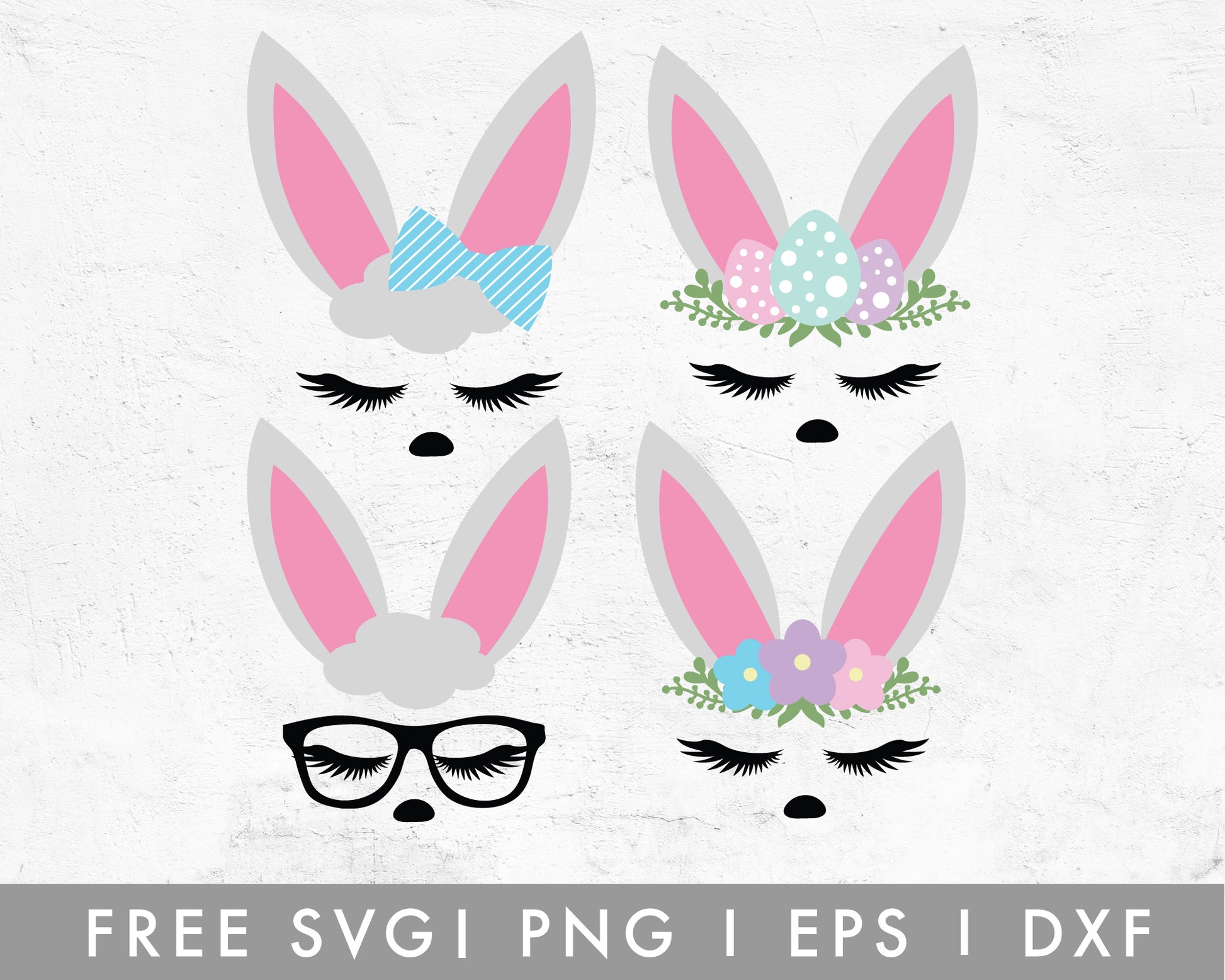 FREE Bunny Faces SVG Cut File for Cricut, Cameo Silhouette | Free SVG Cut File