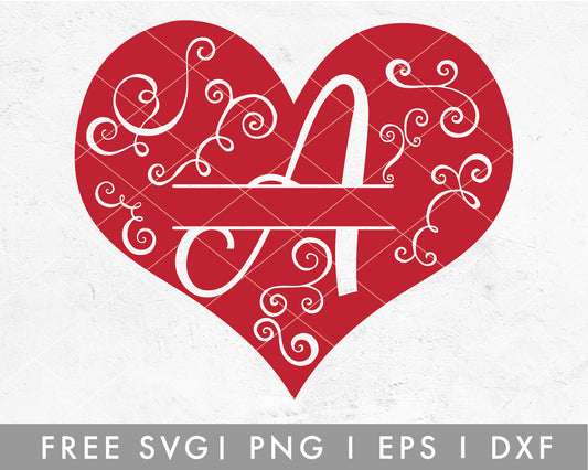 Heart Monogram SVG Cut File for Cricut, Cameo Silhouette | Free SVG Valentine's Day
