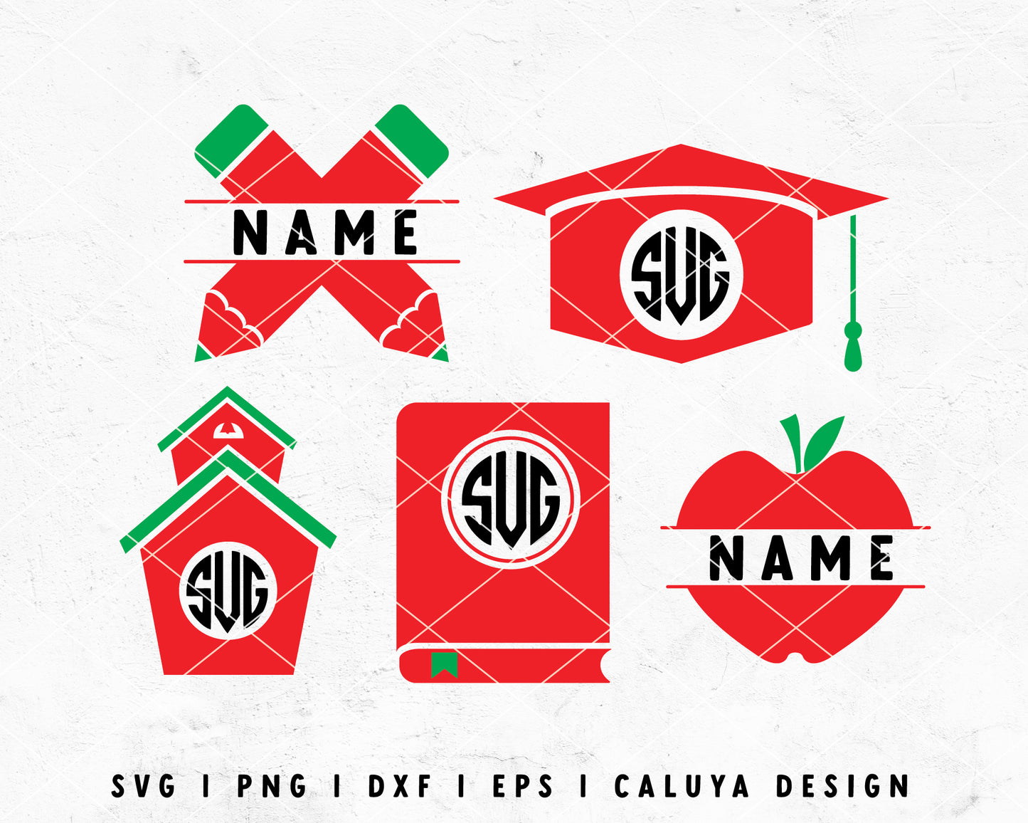 FREE School Monogram SVG | Apple Monogram SVG Cut File for Cricut, Cameo Silhouette | Free SVG Cut File