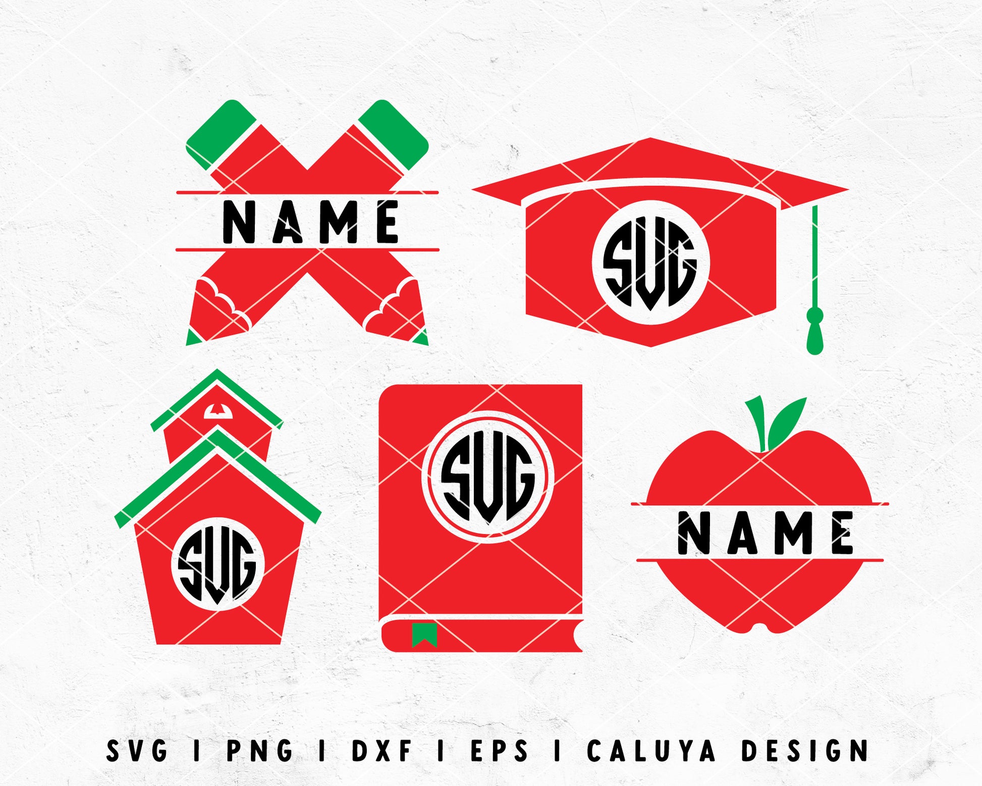 FREE School Monogram SVG | Apple Monogram SVG Cut File for Cricut, Cameo Silhouette | Free SVG Cut File